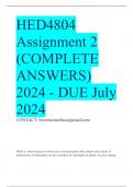 HED4804 Assignment 2 (COMPLETE ANSWERS) 2024 - DUE July 2024