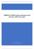 PMBOK 6 CAPM Practice Questions And Answers 100% Accurate!