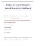 BIO 2600 CH. 14 QUESTIONS WITH  COMPLETE ANSWERS { GRADED A+} 
