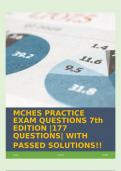 MCHES PRACTICE EXAM QUESTIONS 7th EDITION |177 QUESTIONS| WITH PASSED SOLUTIONS!!