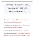 BIOPROCESS ENGINEERING STEPS  QUESTIONS WITH COMPLETE  ANSWERS { GRADED A+} 