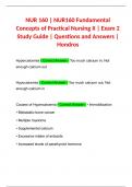 NUR 160 | NUR160 Fundamental Concepts of Practical Nursing II | Exam 2 Study Guide | Questions and Answers | Hondros 