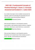 NUR 160 | Fundamental Concepts of Practical Nursing II | Exam 2 | Correctly Answered and Graded A+ | Latest 2024