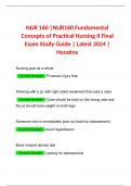 NUR 160 |NUR160 Fundamental Concepts of Practical Nursing II Final Exam Study Guide | Latest 2024 | Hondros