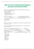 A&P 1111 Unit 19 Study Guide Graded A Questions And Answers 2024