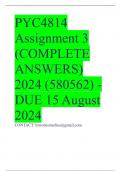 PYC4814 Assignment 3 (COMPLETE ANSWERS) 2024 (580562) - DUE 15 August 2024