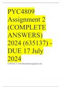 PYC4809 Assignment 2 (COMPLETE ANSWERS) 2024 (635137) - DUE 17 July 2024