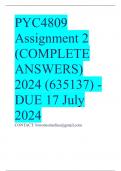 PYC4809 Assignment 2 (COMPLETE ANSWERS) 2024 (635137) - DUE 17 July 2024
