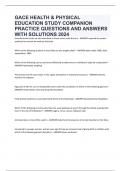 GACE HEALTH & PHYSICAL EDUCATION STUDY COMPANION PRACTICE QUESTIONS AND ANSWERS WITH SOLUTIONS 2024