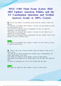 WGU C963 Final Exam (Latest 2024/ 2025 Update) American Politics and the US Constitution| Questions and Verified Answers| Grade A| 100% Correct