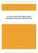 Dr. Pam Turner NCE Study Guide Questions & Answers 100% Correct!!