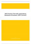 NCE Practice Test with explanations Questions & Answers 100% Correct!!