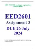 Exam (elaborations) EED2601 Assignment 3 (COMPLETE ANSWERS) 2024 (682979)- DUE 26 July 2024 •	Course •	Environmental Education (EED2601) •	Institution •	University Of South Africa (Unisa) •	Book •	Environmental Education EED2601 Assignment 3 (COMPLETE ANS