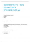 Genetics test 3 - Gene  ReGulation &  epiGenetics exam