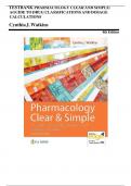 Test Bank For Pharmacology Clear and Simple A Guide to Drug Classifications and Dosage Calculations 4th Edition Watkins