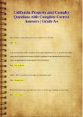 California Property and Casualty Questions with Complete Correct  Answers | Grade A+