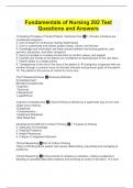 Fundamentals of Nursing 202 Test Questions and Answers