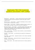   Headmaster TMU CNA Vocabulary questions and answers 100% verified.