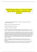     LMSW Review Exam I: Direct & Indirect Social Work Practice questions and answers.