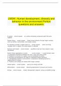   LMSW- Human development, diversity and behavior in the environment Portion questions and answers.