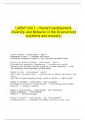   LMSW Unit 1 - Human Development, Diversity, and Behavior in the Environment questions and answers.