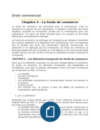 Droit commercial : chapitre 4 - Le fonds de commerce