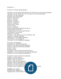 anatomie samenvatting voor tentamen 1e periode 