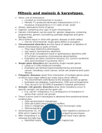 mitosis and meiosis and karyotypes