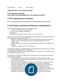 de Spaanse koloniën hoofdstuk 2 geschiedenis samenvatting Latijns-Amerika en de Westerse wereld