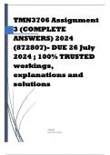 TMN3706 Assignment 3 (COMPLETE ANSWERS) 2024 (872807)- DUE 26 July 2024 ; 100% TRUSTED workings, explanations and solutions.