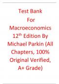 Test Bank for Macroeconomics 12th Edition By Michael Parkin (All Chapters, 100% Original Verified, A+ Grade)