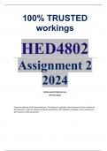 Exam (elaborations) HED4802 Assignment 2 (COMPLETE ANSWERS) 2024 •	Course •	Curriculum Studies - HED4802 (HED4802) •	Institution •	University Of South Africa (Unisa) •	Book •	Curriculum Studies HED4802 Assignment 2 (COMPLETE ANSWERS) 2024 - ;100% TRUSTED 