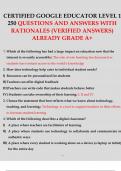 CERTIFIED GOOGLE EDUCATOR LEVEL 1  250 QUESTIONS AND ANSWERS WITH  RATIONALES (VERIFIED ANSWERS)  ALREADY GRADE A+