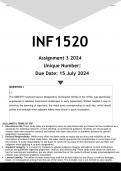 INF1520 Assignment 3 (ANSWERS) 2024 - DISTINCTION GUARANTEED