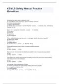 CSMLS Safety Manual Practice Questions and Answers Graded +