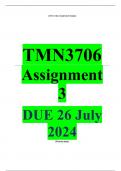 Exam (elaborations) TMN3706 Assignment 3 (COMPLETE ANSWERS) 2024 (872807)- DUE 26 July 2024