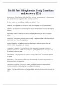  Bio 114 Test 1 Binghamton Study Questions and Answers 2024