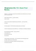   Binghamton Bio 114 - Exam Final Review  Latest  with complete solution