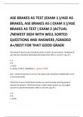 ASE BRAKES A5 TEST (EXAM 1 )/ASE A5 BRAKES, ASE BRAKES A5 ( EXAM 3 )/ASE BRAKES A5 TEST ( EXAM 2 )ACTUAL /NEWEST 2024 WITH WELL SORTED QUESTIONS AND ANSWERS /GRADED A+/BEST FOR THAT GOOD GRADE 