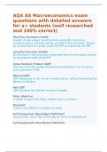 AQA AS Macroeconomics exam questions with detailed answers for A+ students (well researched and 100% correct)