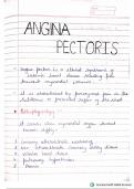 Angina pectoris and its types, clinical features, investigations and treatment handwritten notes 