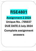 RSE4801 ASSIGNMENT 2 2024 ANSWERS DUE: 3 JULY 2024