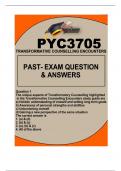 PYC3705 PAST EXAM QUESTIONS AND ANSWERS 2018 May / June Exam Paper 2 Question 1 The unique aspects of Transformatory Counselling highlighted in the  Transformative Counselling Encounters study guide are a) Holistic understanding of oneself and setting lon