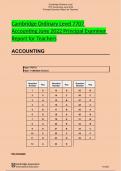 Cambridge Ordinary Level 7707 Accounting June 2022 Principal Examiner Report for Teachers