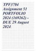 TPF3704 Assignment 51 PORTFOLIO 2024 (169262) - DUE 29 August 2024