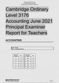 Cambridge Ordinary Level 3176 Accounting June 2021 Principal Examiner Report for Teachers