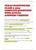 TEXAS WASTEWATER CLASS A 2024 COMPLETE QUESTIONS WITH ACTUAL ANSWERS VERIFIED