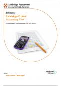 Cambridge O Level  :Accounting 7707|For examination in June and November 2020, 2021 and 2022.