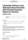 Cambridge Ordinary Level 5038 Agriculture November 2023 Principal Examiner Report for Teachers