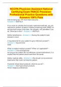 NCCPA Physician Assistant National Certifying Exam PANCE Precision- Professional Practice Questions with Answers 100% Pass